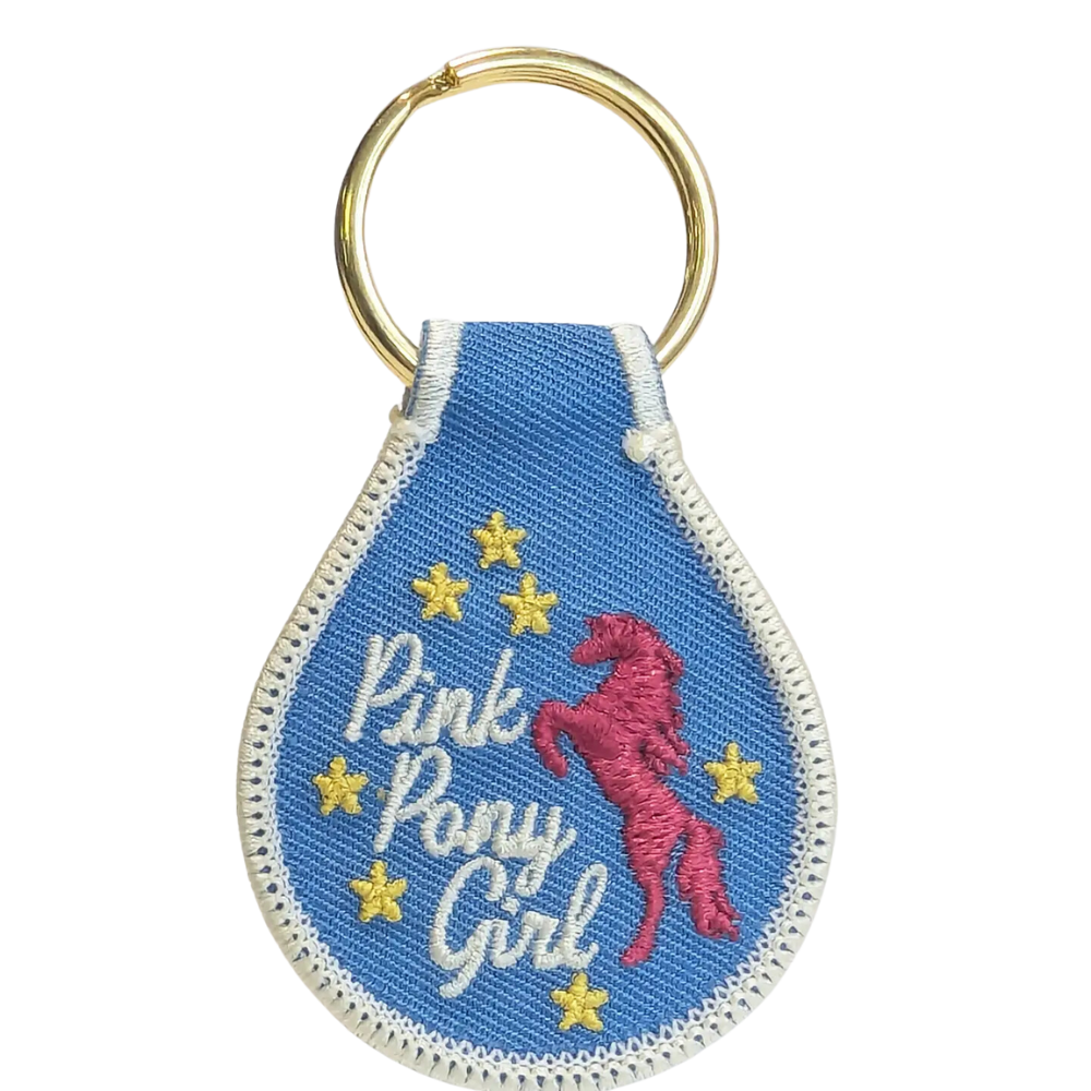 Image of Pink Pony Girl Embroidered Key Tag