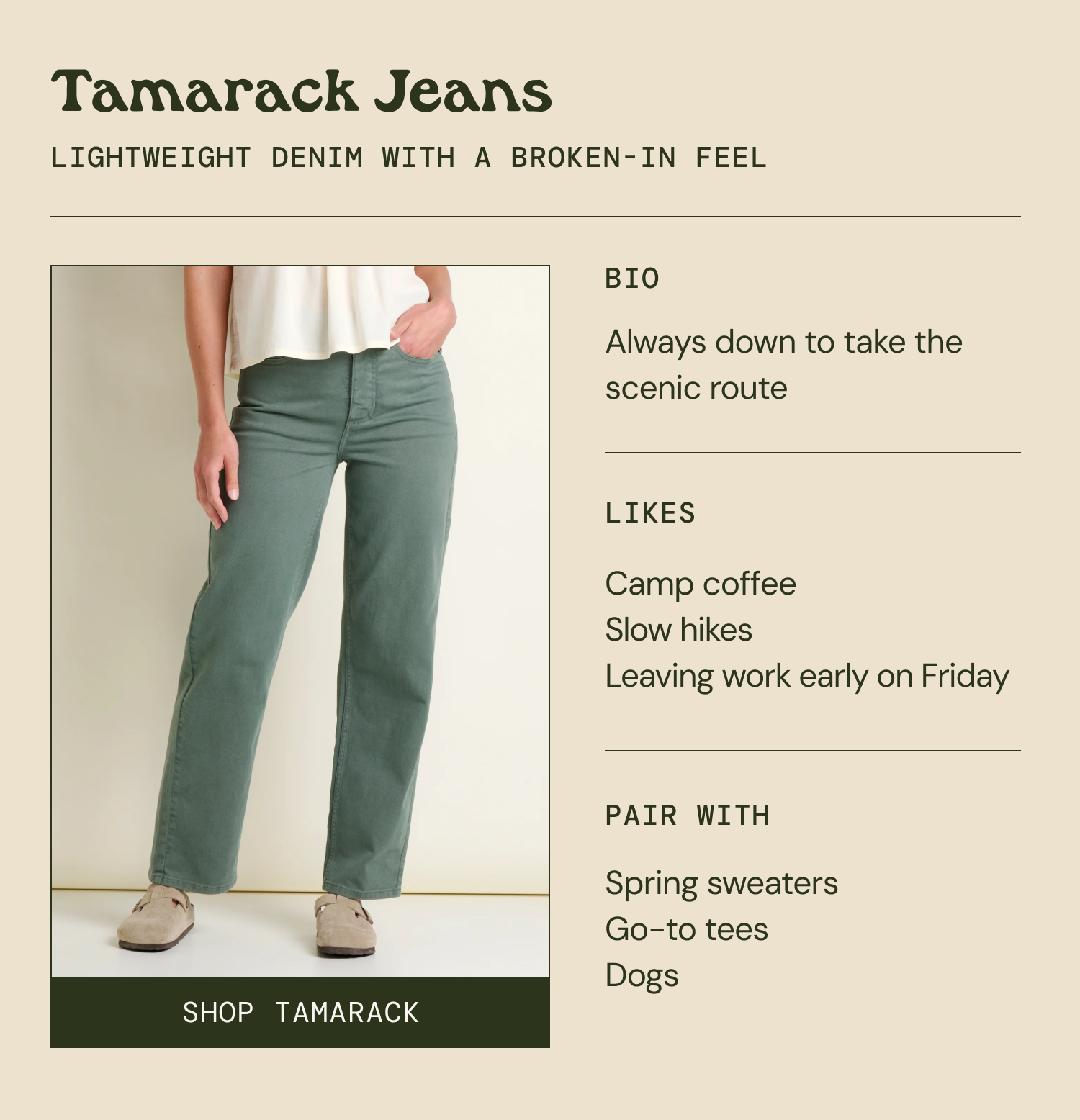 Tamarack Straight Jean