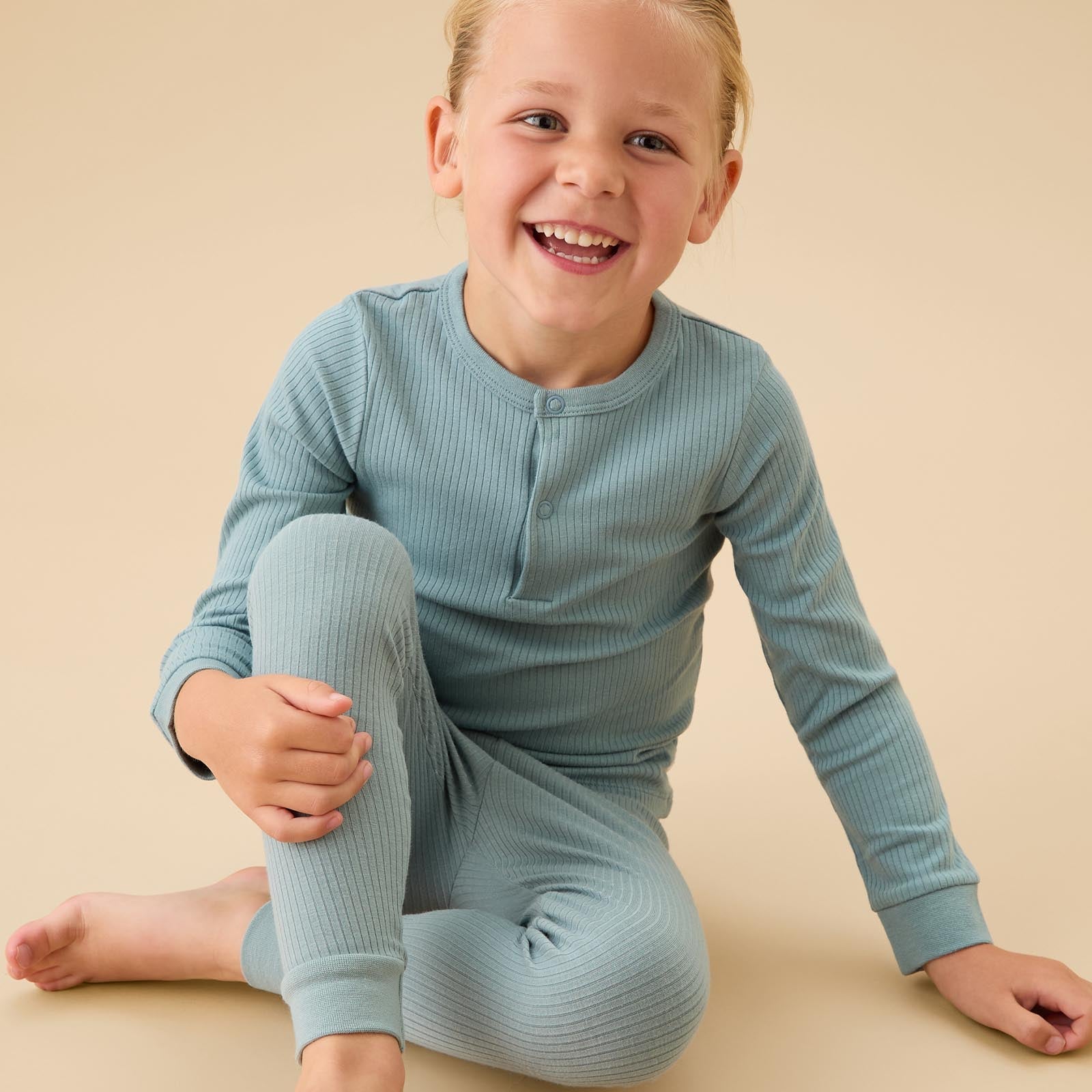 Image of Ribbed Pyjamas - Blue