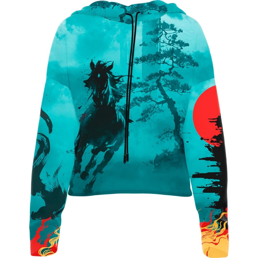 Image of Flamebound Drop Shoulder Crop Hoodie