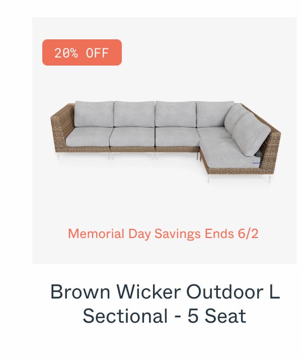 Brown Wicker Outdoor L Sectional - 5 Seat