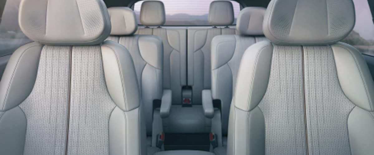 Front view of the 2026 Cadillac VISTIQ's three rows of seating