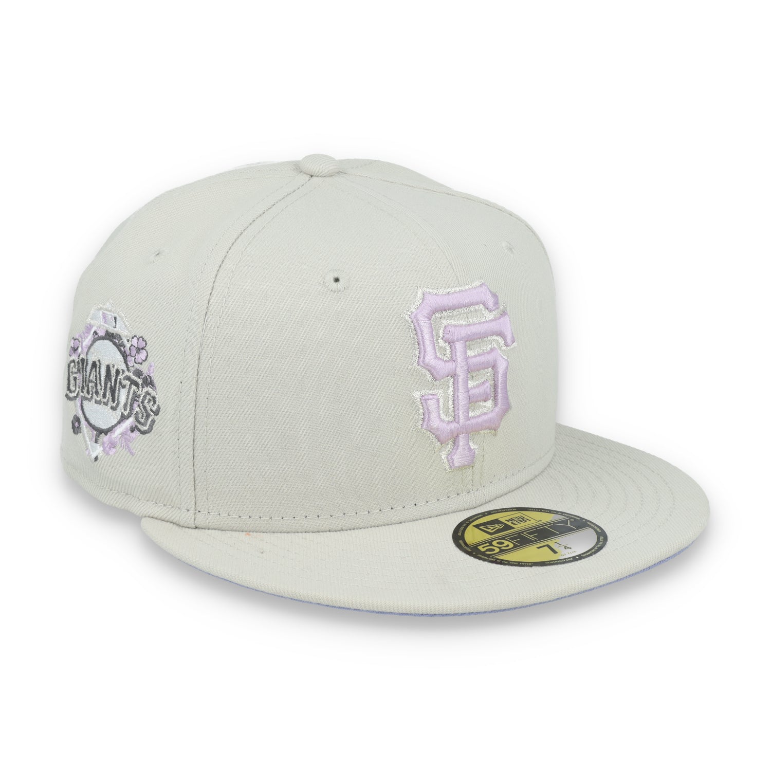 Image of New Era San Francisco Giants Floral Side Patch 59FIFTY Fitted Hat-Stone/Lavender