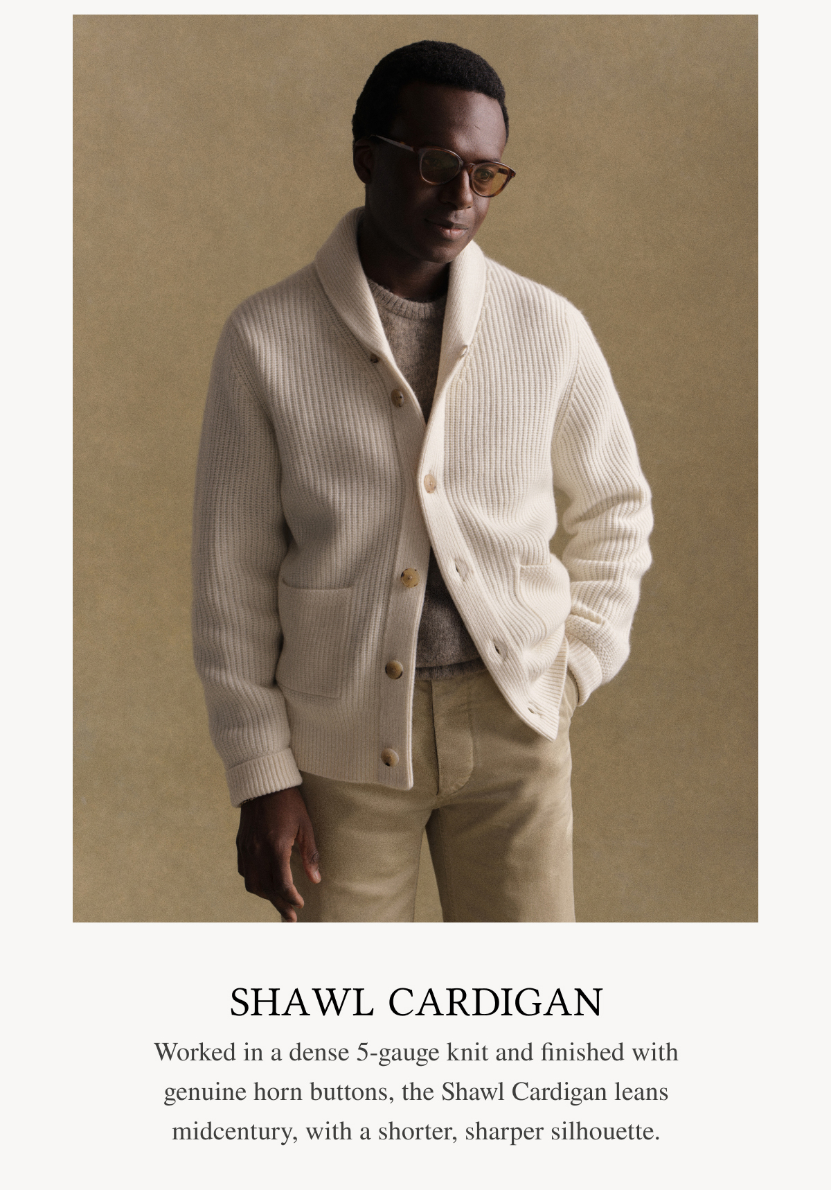 Natural California Cashmere Shawl Cardigan