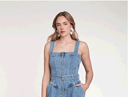 Zip-Front Wide Leg Denim Jumpsuit