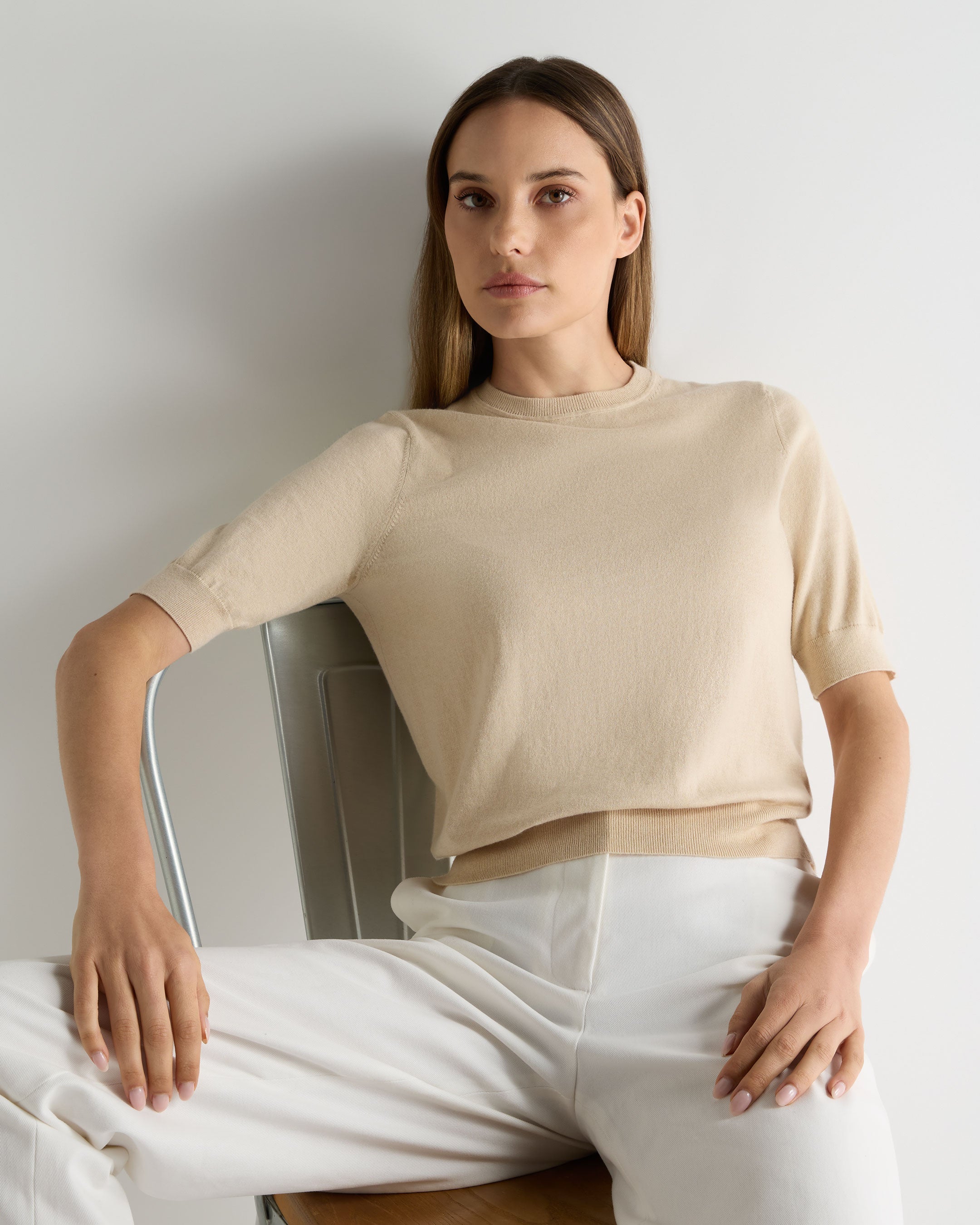 Image of Women's Cotton Cashmere T-Shirt Natural Brown