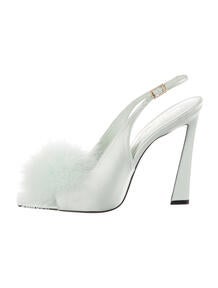 Satin Crystal Embellishments Slingback Pumps