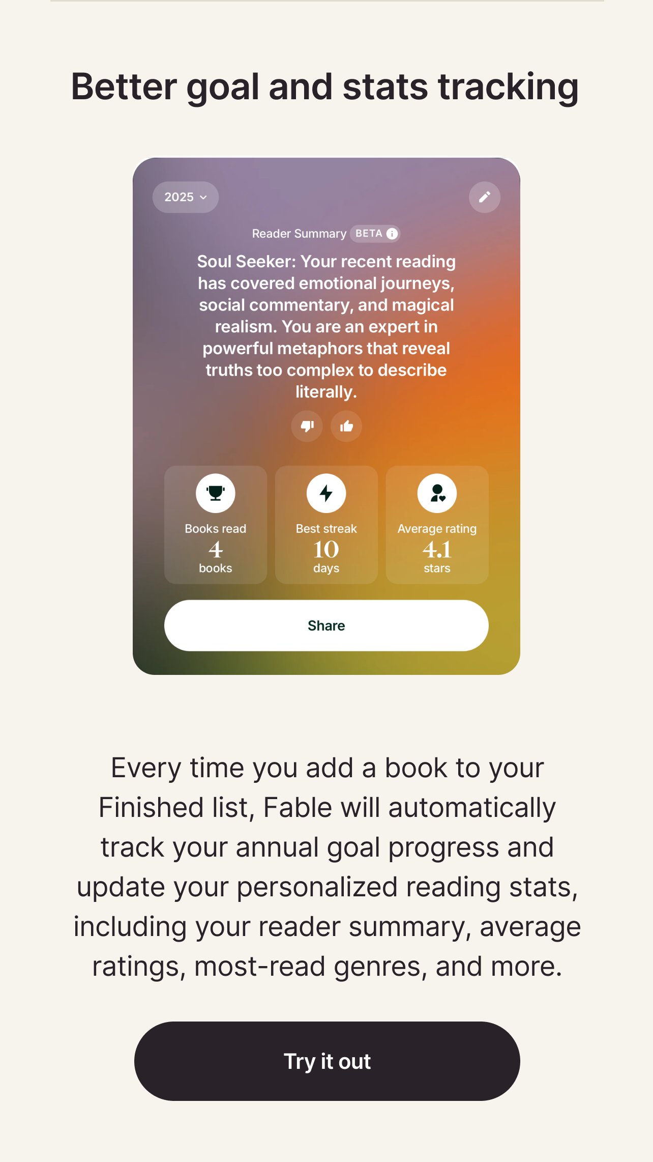 Better goal and stats tracking