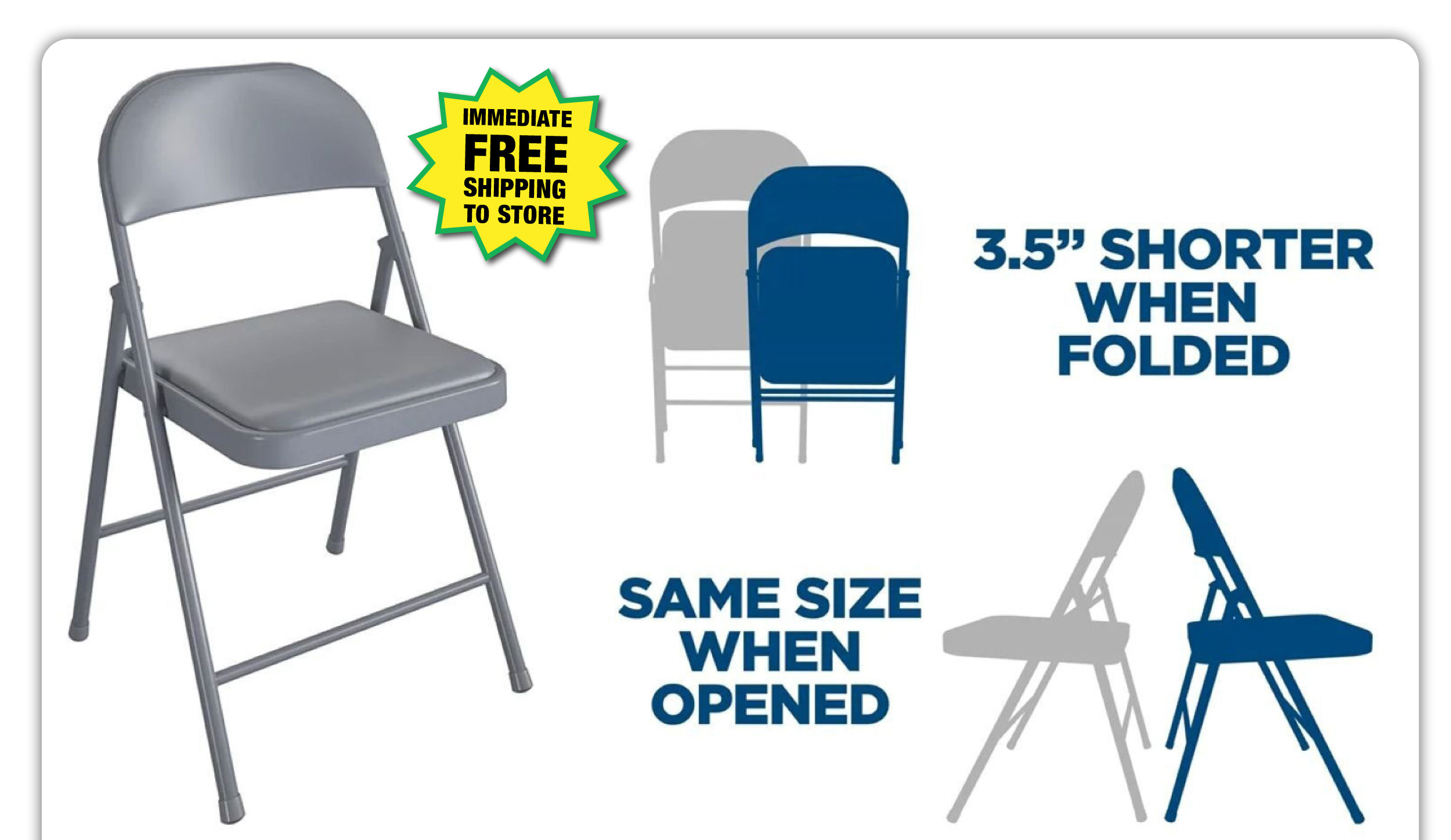 COSCO® Metal Folding Chair with Padded Seat - ONLY $12.50 After Rebate*!