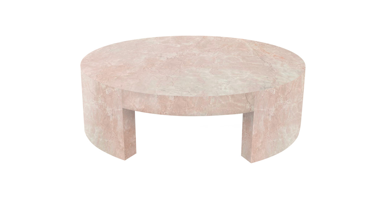 Image of Eclissi Marble Round Coffee Table with Block Legs