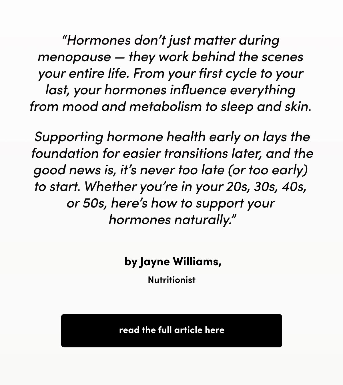 Jayne Williams Hormone Health