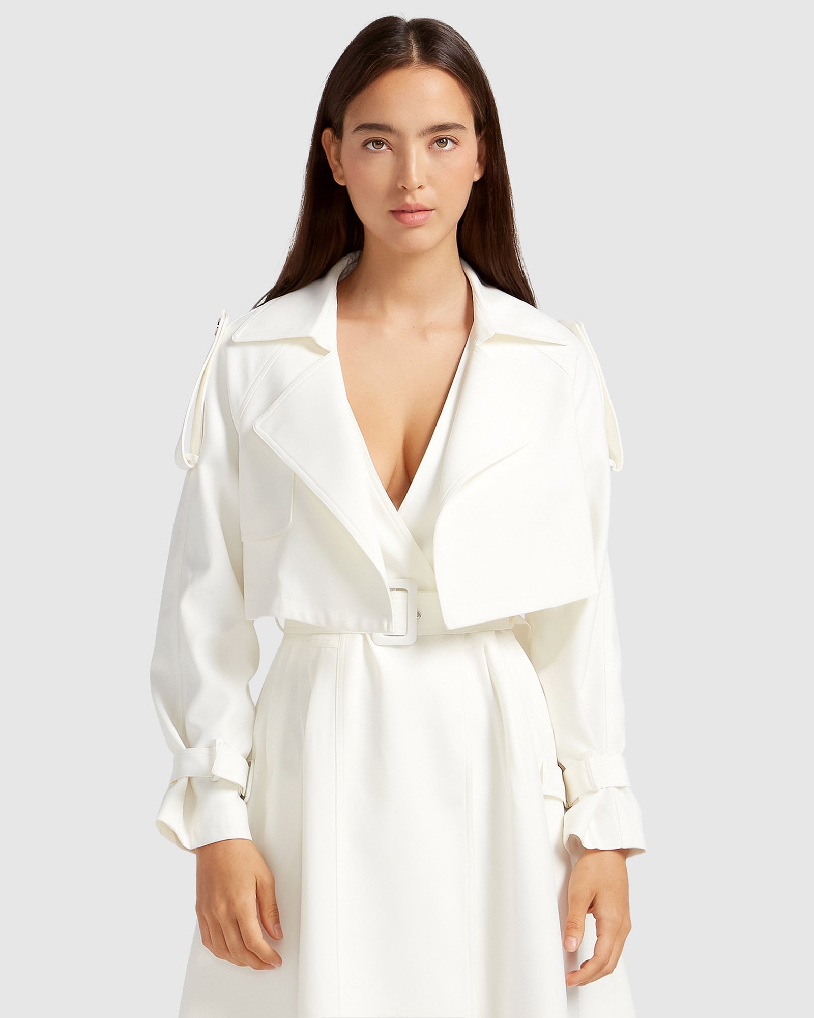Image of Manhattan Cropped Trench - Off-White