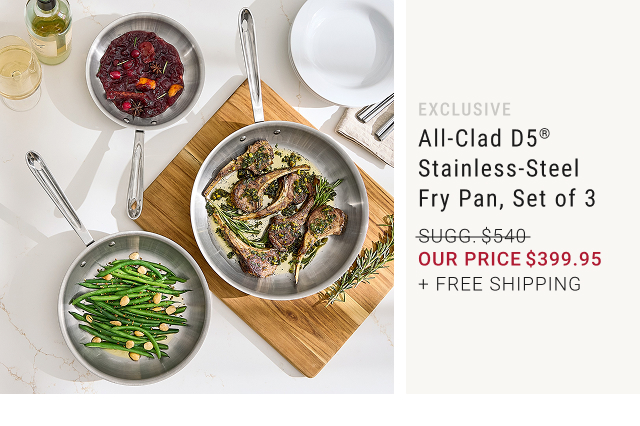 EXCLUSIVE - All-Clad D5® Stainless-Steel Fry Pan, Set of 3 - Sugg. $540 - Our Price $399.95 + Free Shipping
