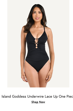 Island Goddess Underwire Lace Up One Piece - Black