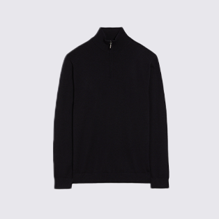 Navy Zip-Neck Merino
