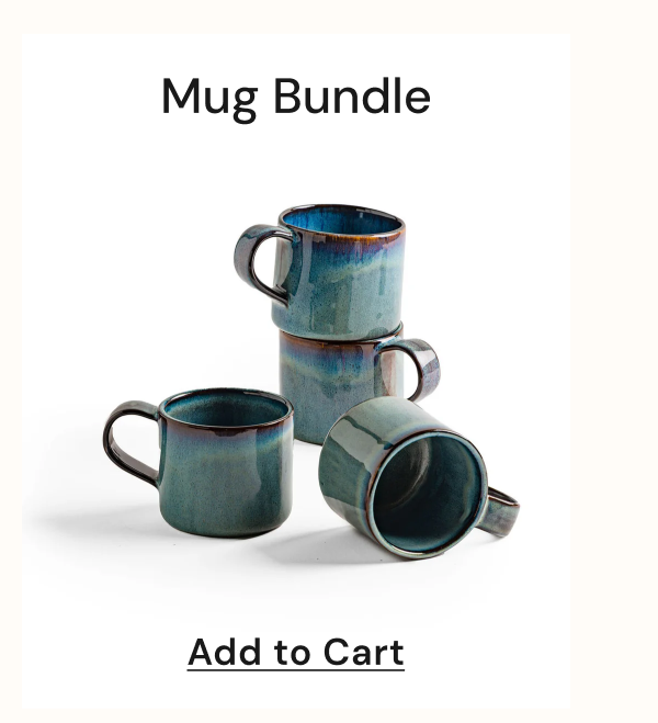 Mug bundle featuring four ceramic mugs in varying positions.