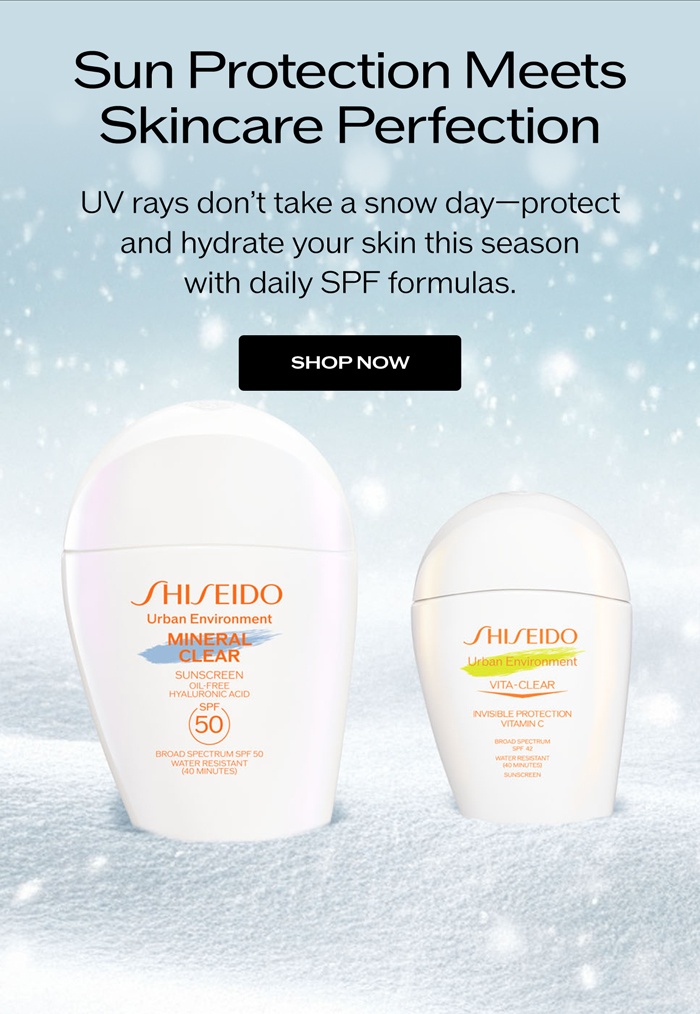 UV rays don’t take a snow day—protect and hydrate your skin this season with daily SPF formulas.