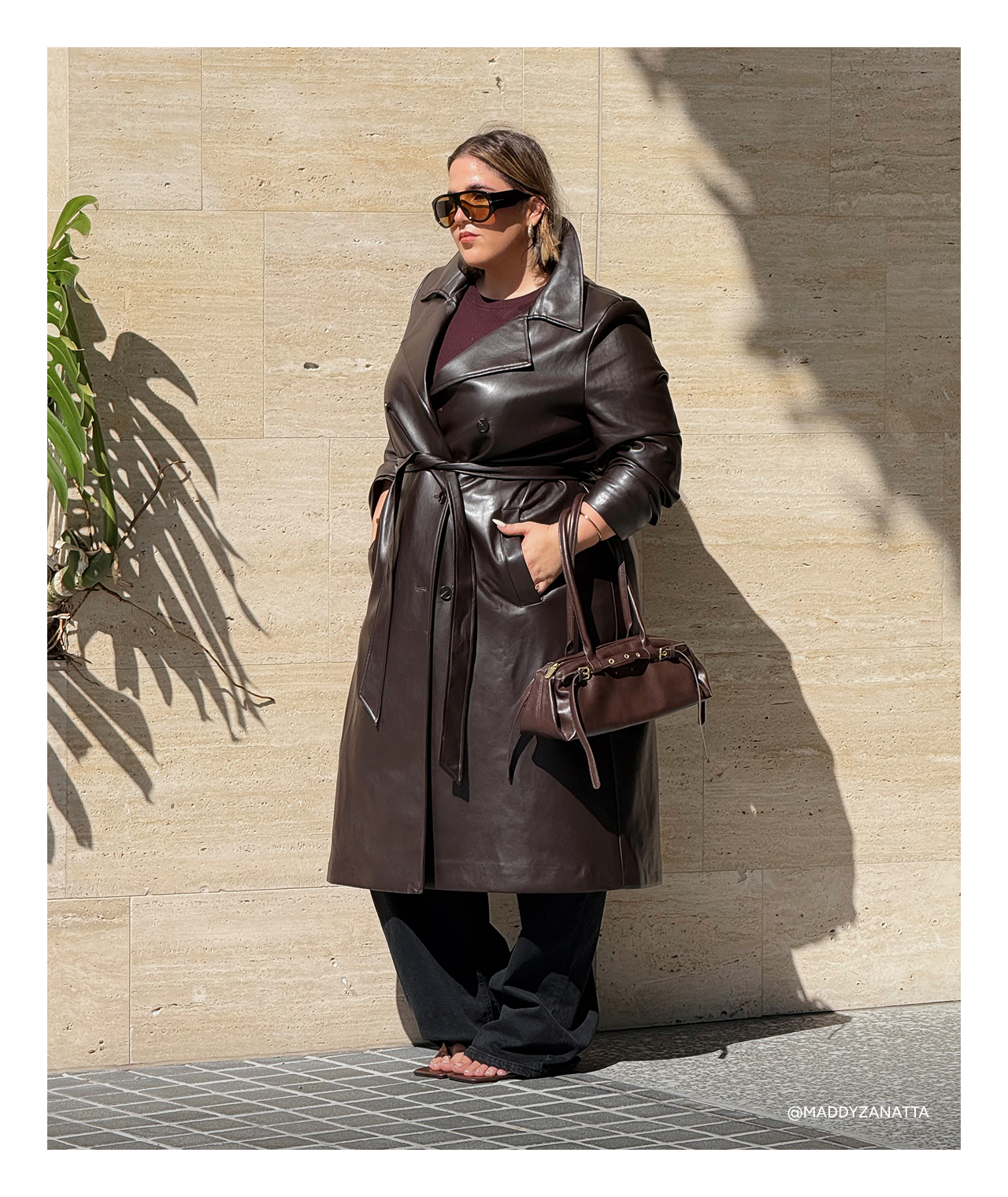 Sabina Curve PU Trench Coat