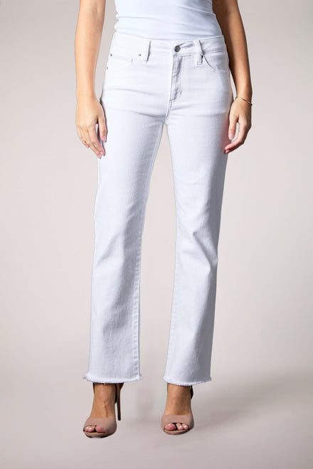 Hailey Mid Rise Straight Ankle -  White