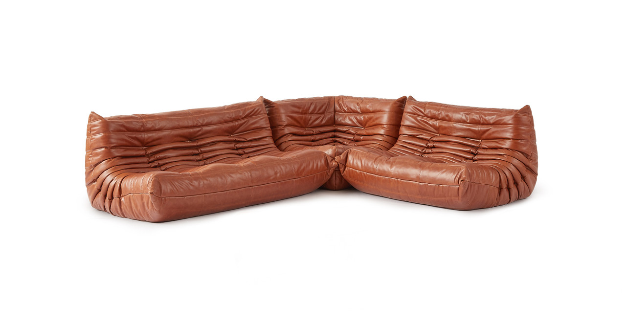 Image of Michel Ducaroy Modular Leather Sectional Sofa Set | Configuration B