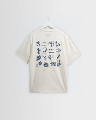 Dean - Off White Grid Sketch Graphic T-Shirt