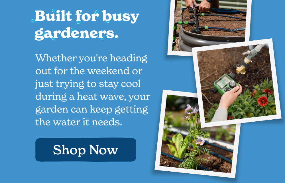 Whether you're heading out for the weekend or just trying to stay cool during a heat wave, your garden can keep getting the water it needs.