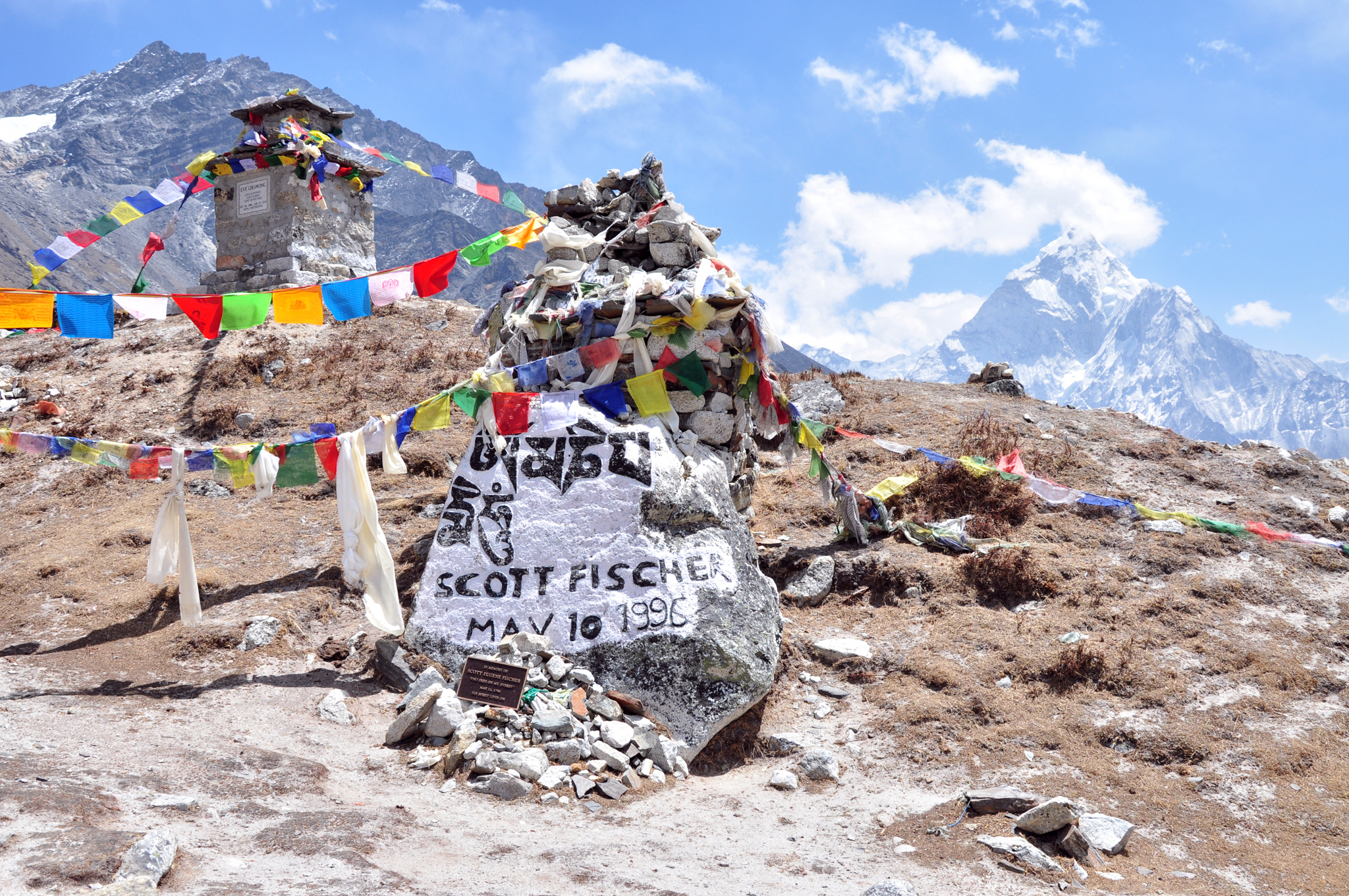 A memorial near Everest Base Camp commemorates Scott Fischer