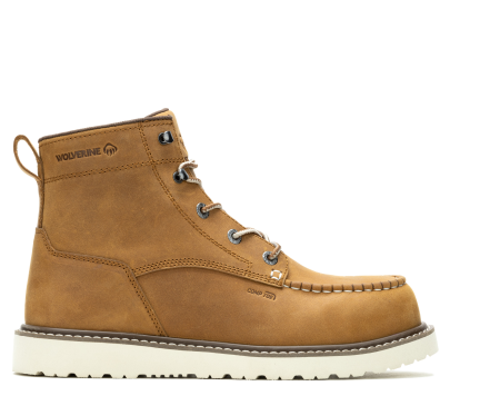 Wolverine - Men's Trade Wedge Unlined 6-inch Moc-Toe Composite-Toe Work Boot - Tan colorway.