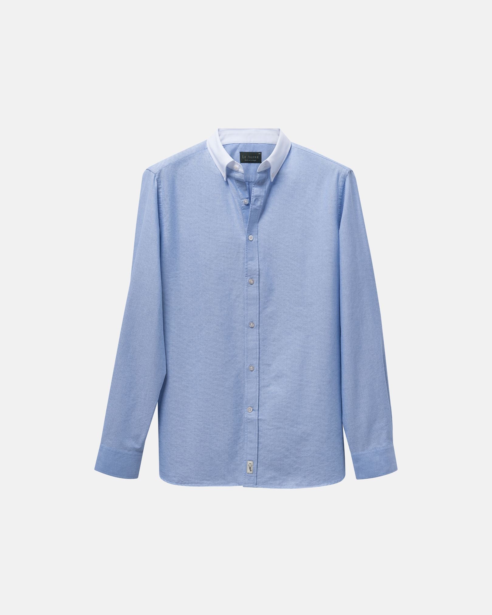 Image of 'Le Original' Blue Contrast Collar Oxford Shirt