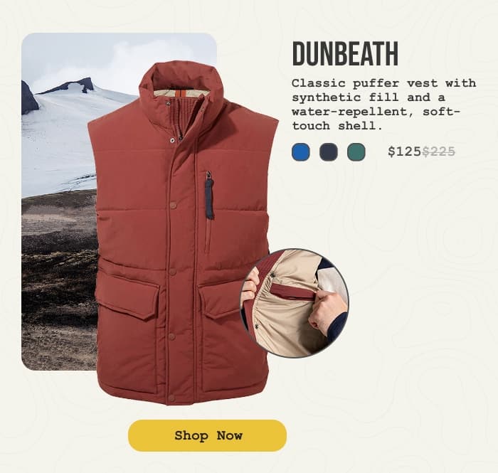 Studio photo of the Men's Dunbeath puffer vest.