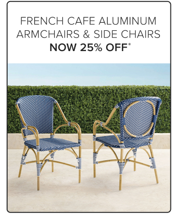 French Cafe Aluminum Armchairs & Side Chairs Now 25% Off