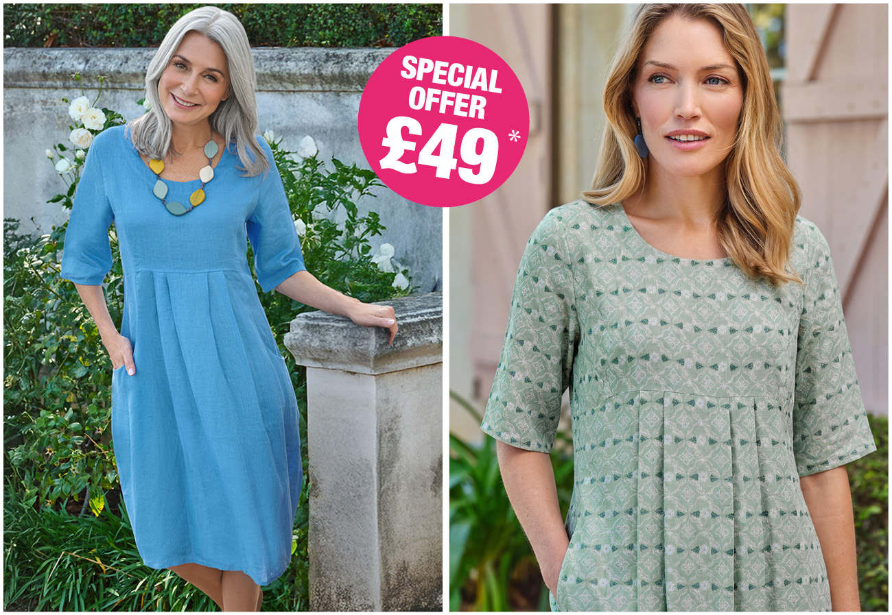 Womens Linen Pocket Tunic Dress