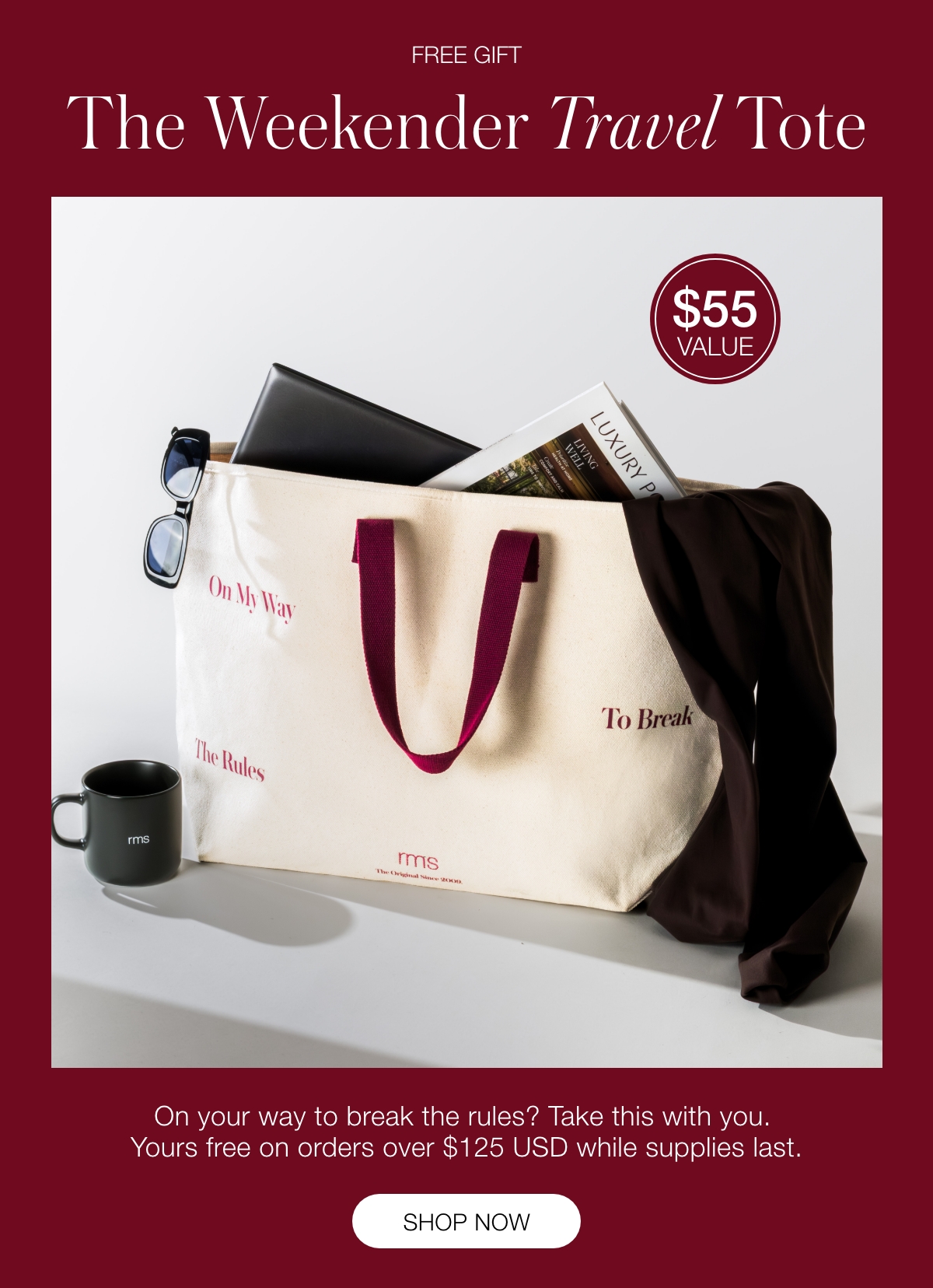 Your Free Gift Is Waiting! Get The Weekender Travel Tote When You Spend $125 USD