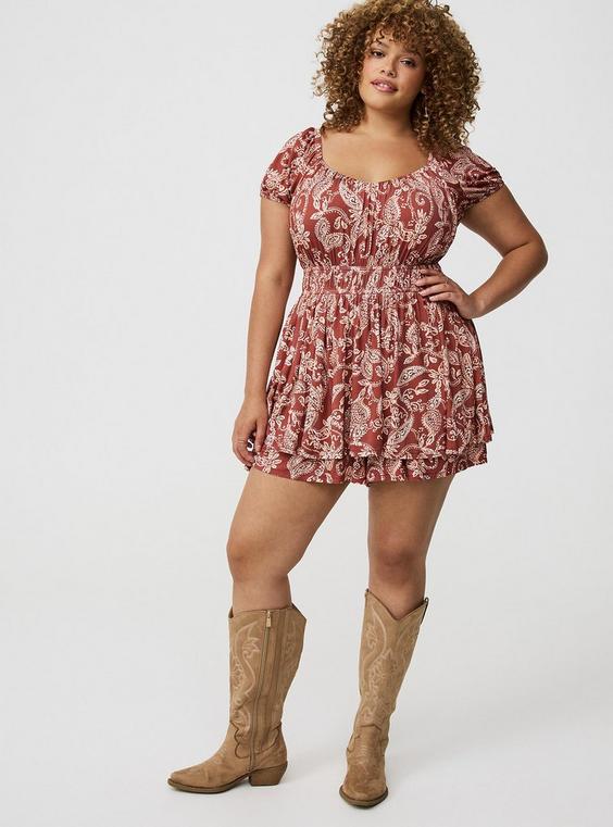 Puff-Sleeve Tiered Romper