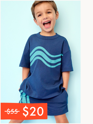 Graphic T-Shirt & Shorts Set | Washed Blue