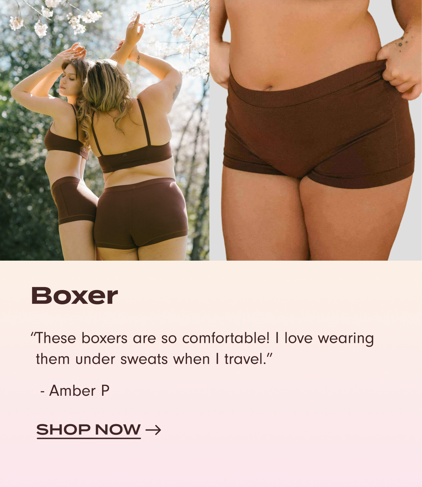 Shop Boxer: "These boxers are so comfortable! I love wearing them under sweats when I travel." –&nbsp;Review by Amber P.