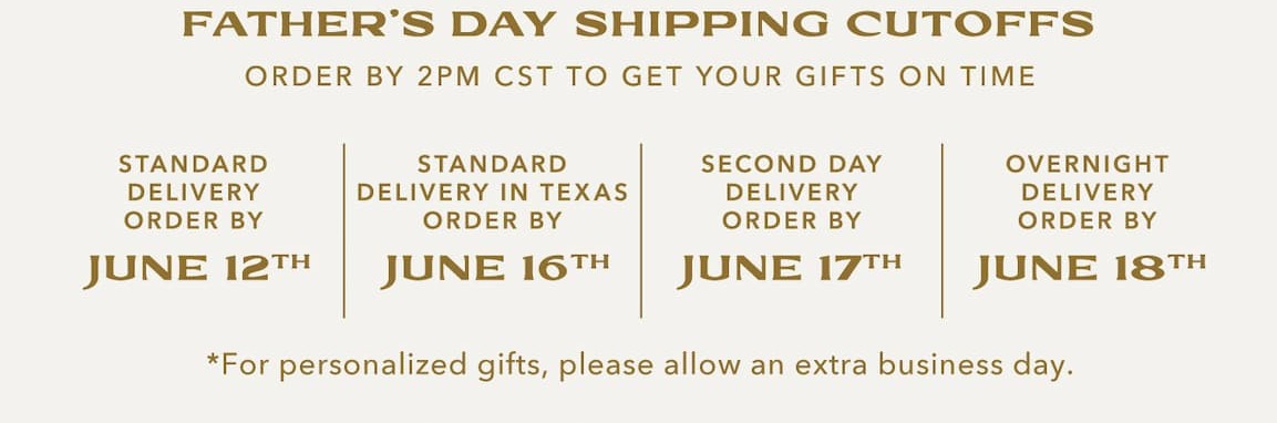SHIPPING CUTOFFS