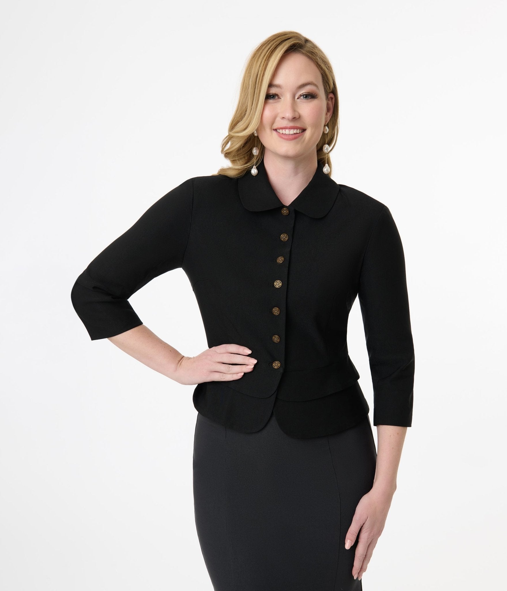 Image of Unique Vintage Black Peplum Jacket