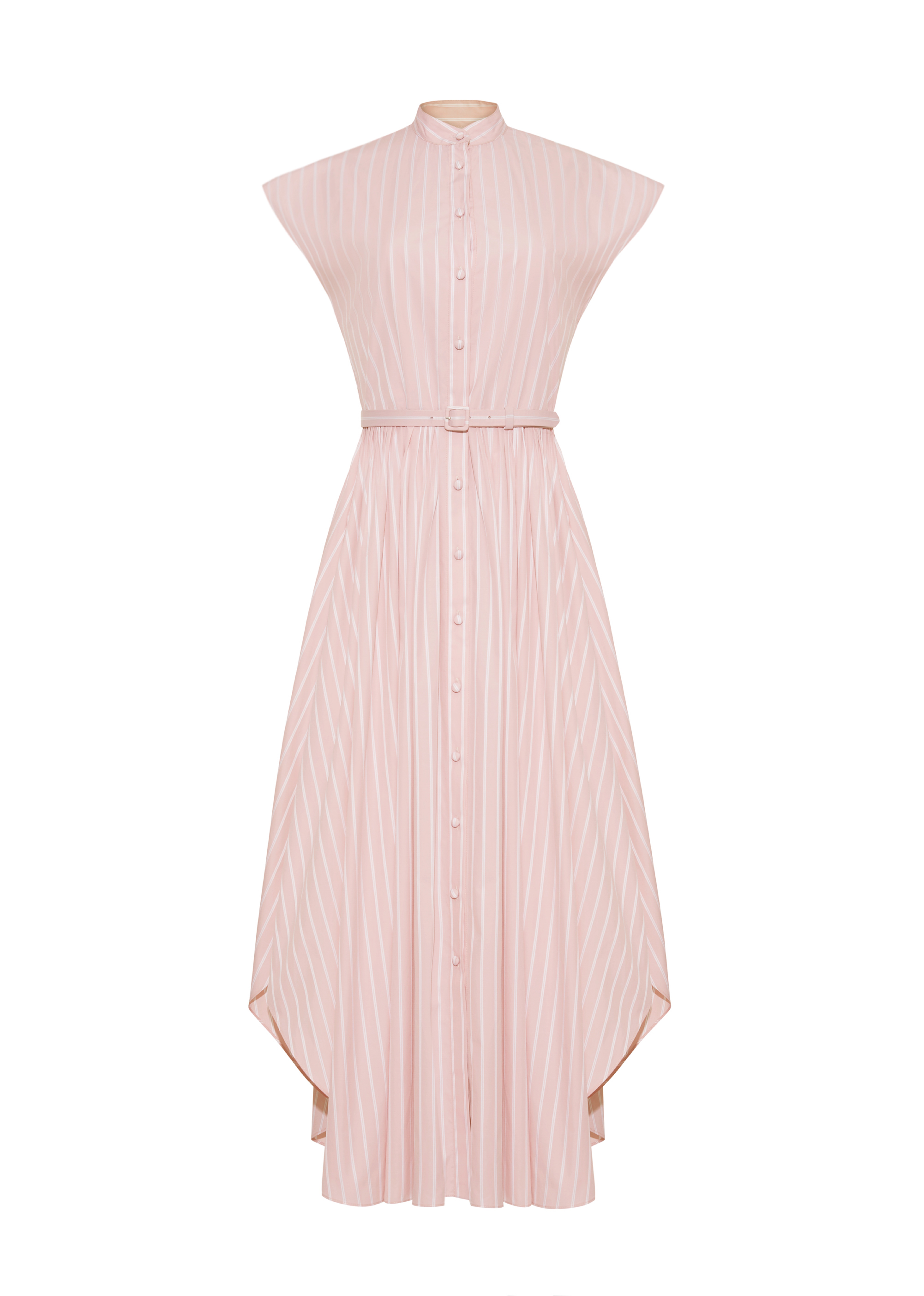 Ghost image of the Genevieve dress in pale pink and white stripes