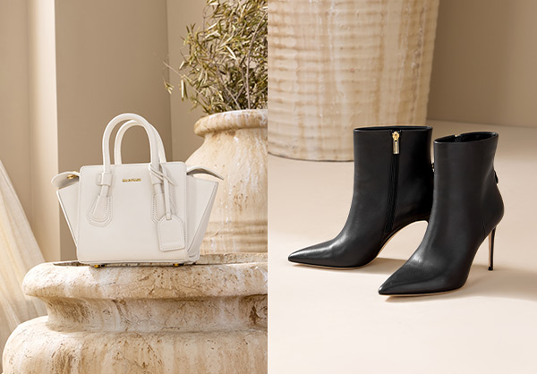 Add a bold touch with our latest handbags and heels.