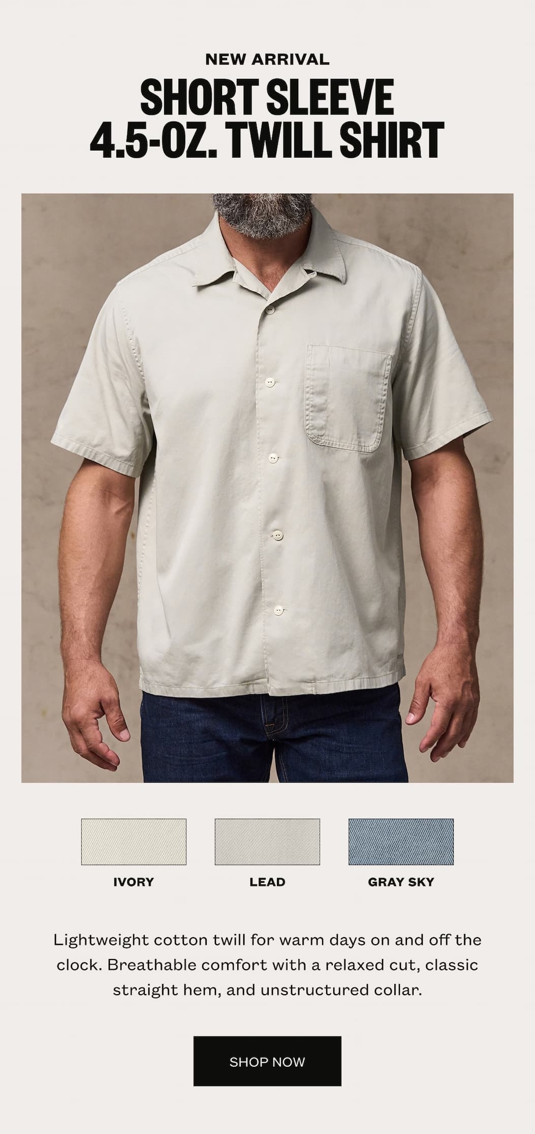 Short Sleeve 4.5 oz Twill Shirt