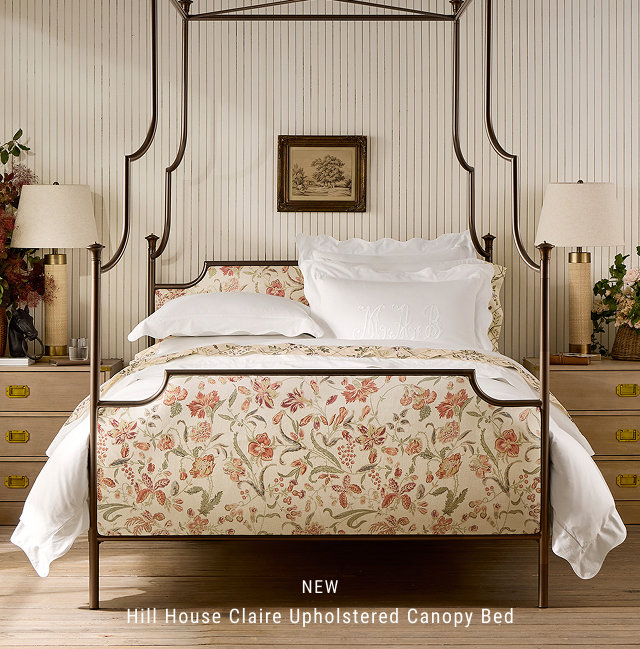 NEW Hill House Claire Upholstered Canopy Bed