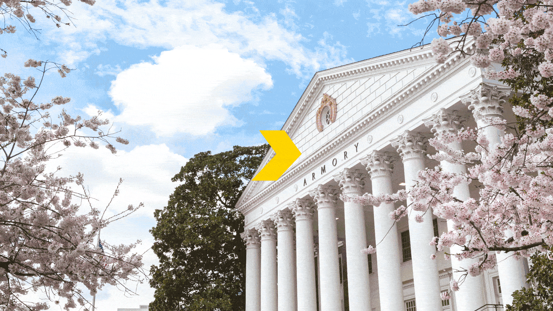 animation of yellow arrow moving forward across Armory