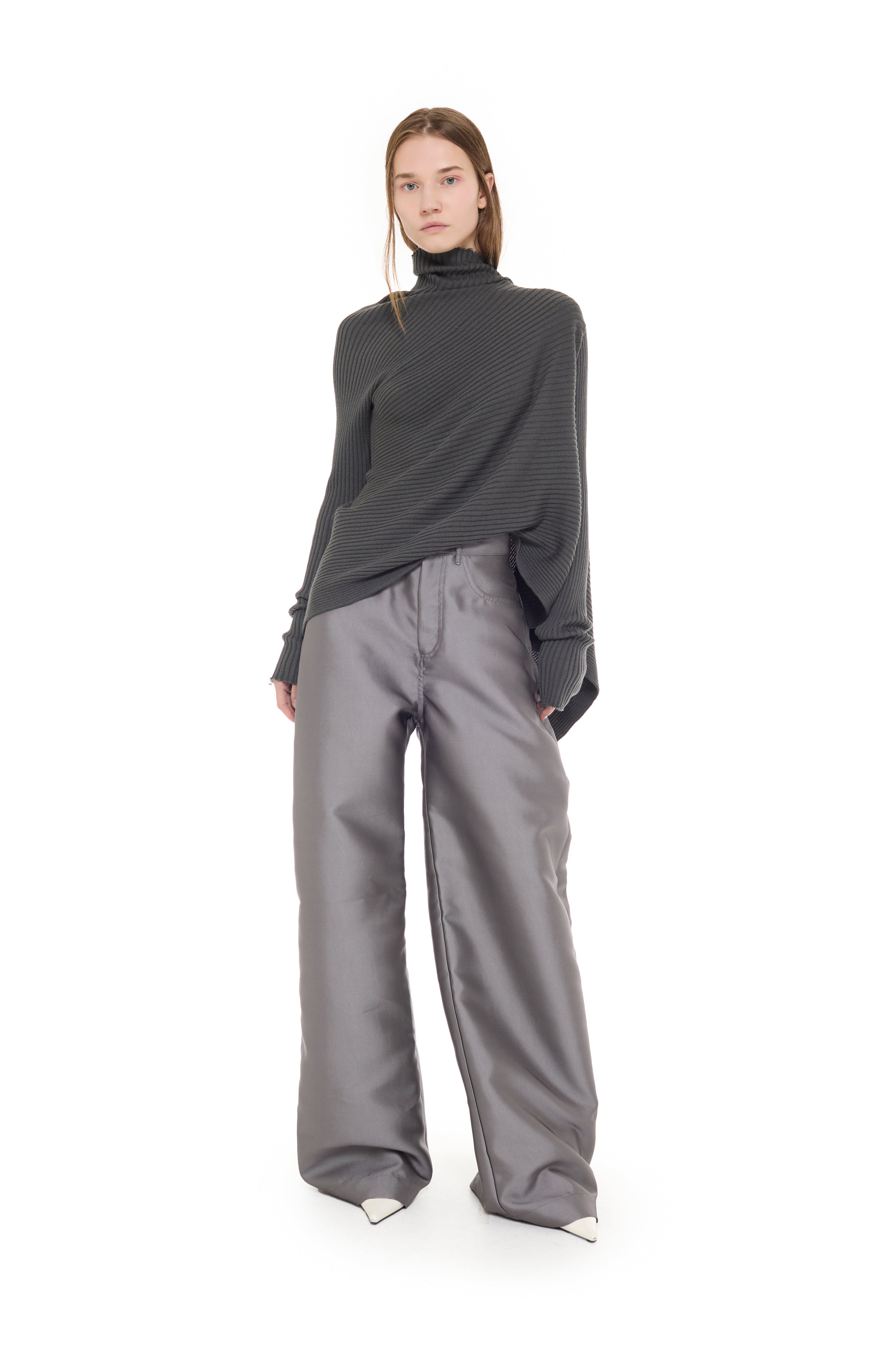 GREY MIKADO BOYFRIEND TROUSERS