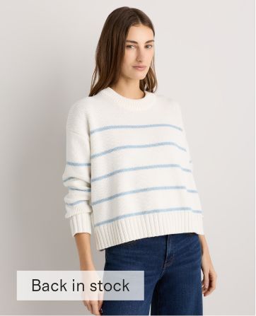 100% Organic Cotton Striped Crew Sweater