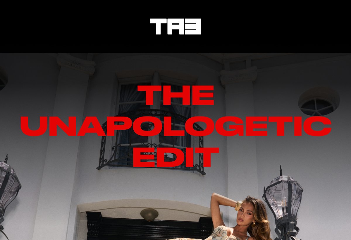 The unapologetic edit text overlaying a stylish outdoor scene.