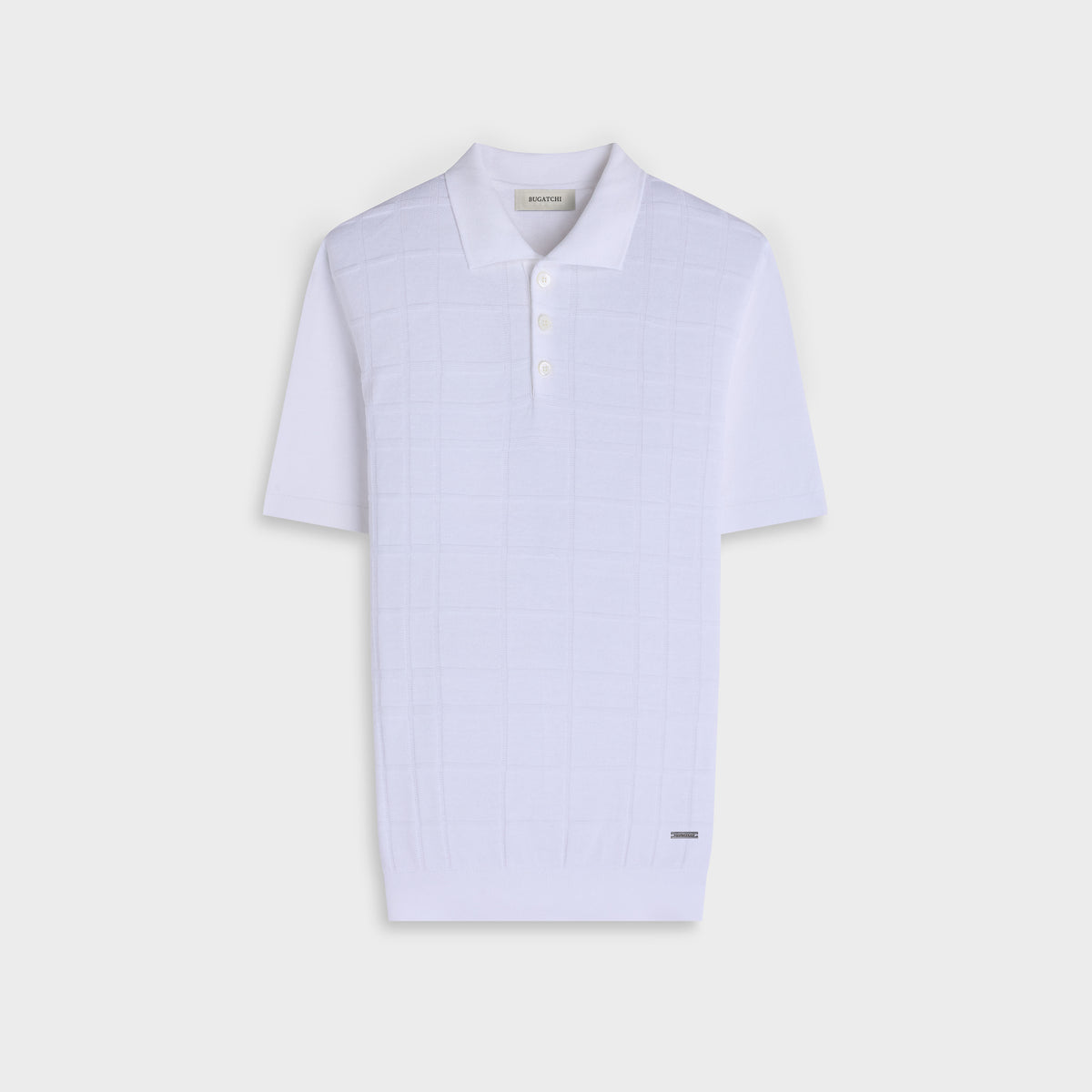 Textured Grid Short-Sleeve Polo Sweater