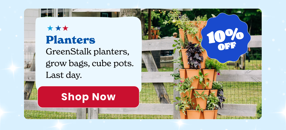 GreenStalk vertical planters, grow bags, cube pots. More growing space, less footprint.