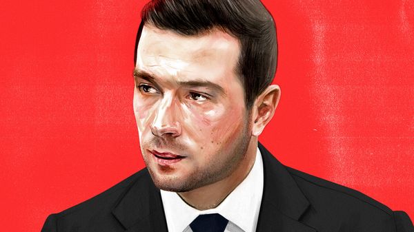 Painted portrait of Jordan Bardella