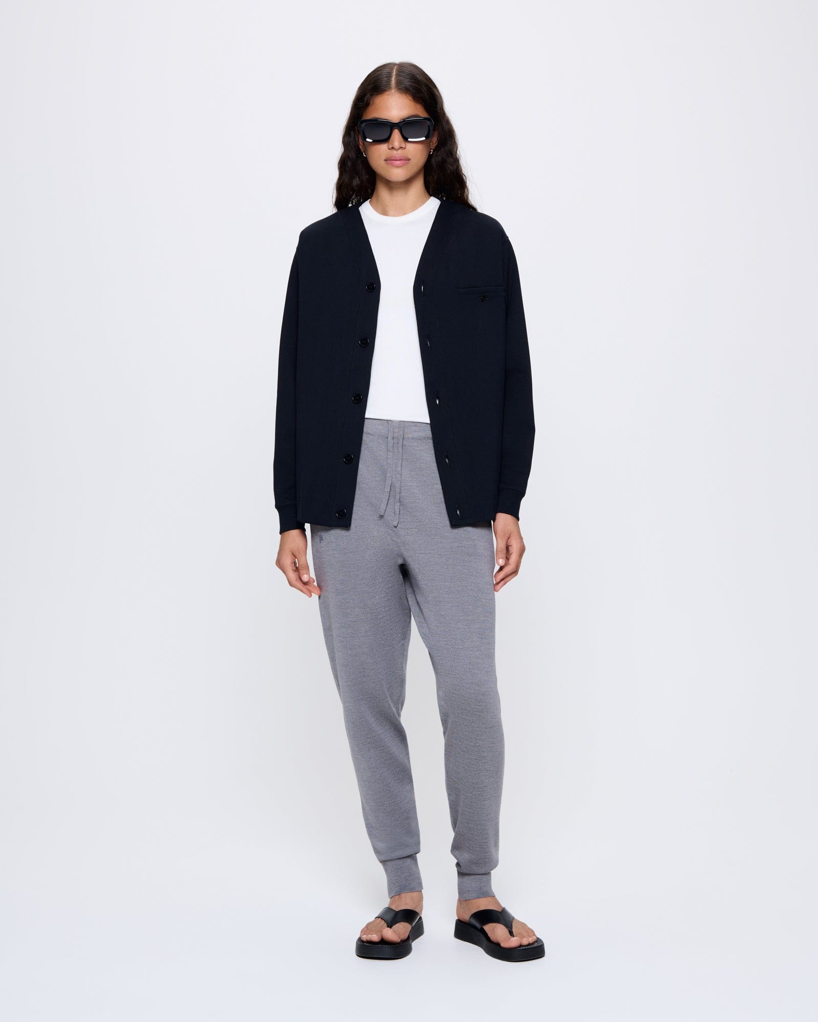 Image of Womens Regenerative Merino Wool Track Pants—grey marl
